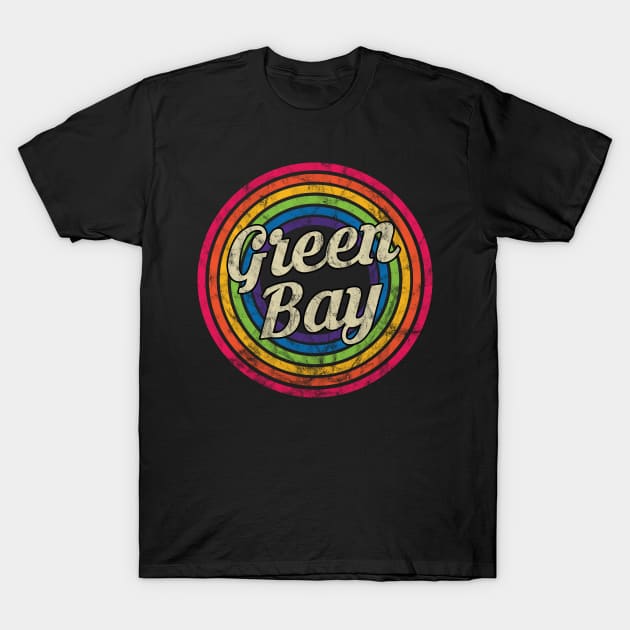 Green Bay - Retro Rainbow Faded-Style T-Shirt by MaydenArt